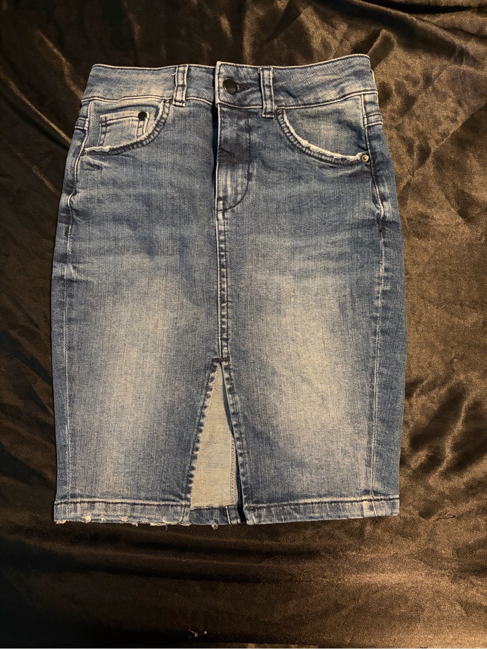 H&M Light Blue Denim Pencil Skirt with Front Slit